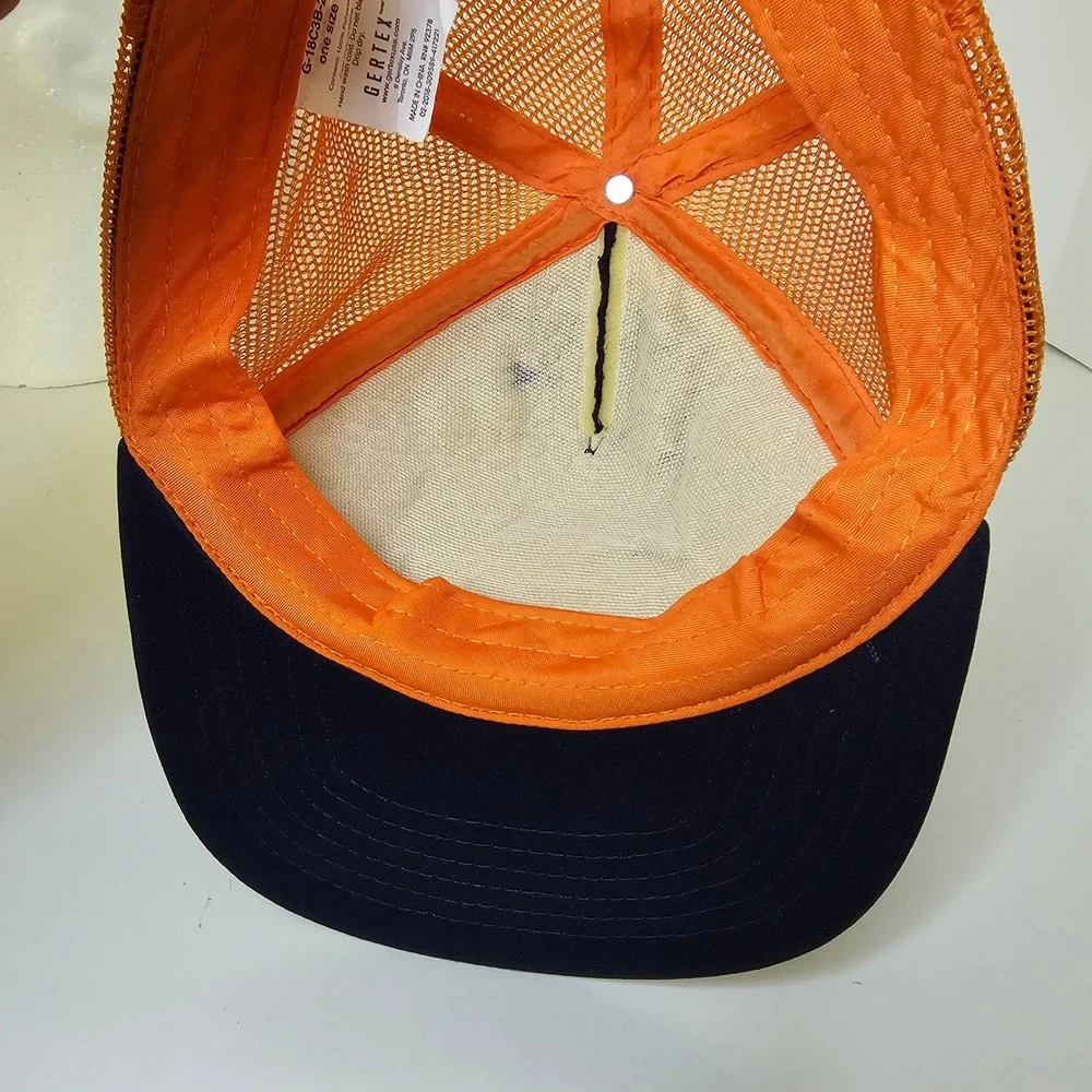 Gertex King 01 Trucker Hat Navy Blue Orange Mesh Snapback Cap G-18C3B-20